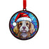 Cockapoo in Santa Hat Suncatcher Decoration
